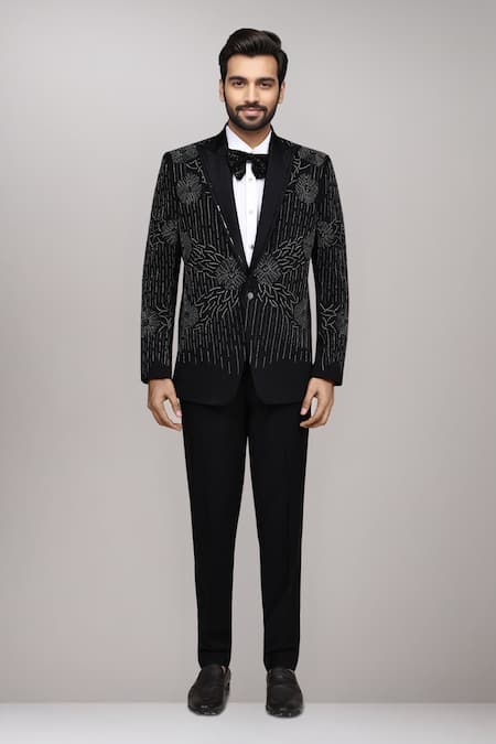 Arihant Rai Sinha Black Satin, Silk Beads, Embroidery Suit Set at Aza Fashions Arihant Rai Sinha_Black Satin, Silk Beads, Embroidery Suit Set _at_Aza_Fashions