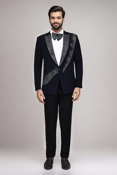 Shop_Arihant Rai Sinha_Navy Sequins, Stones Cutdana Work Suit Set _Online_at_Aza_Fashions