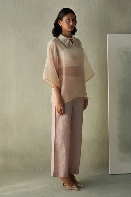 Buy_Febo6_Off White Silk Organza Applique, Embroidery, Sequins Sorbet Floral Bud Blouse _Online_at_Aza_Fashions