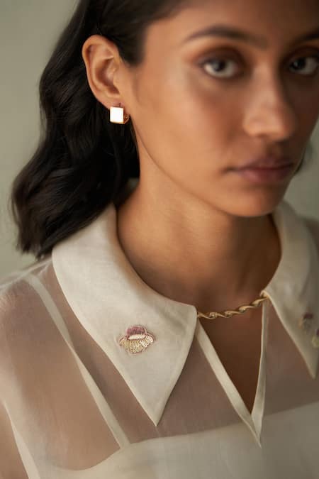 Shop_Febo6_Off White Silk Organza Applique, Embroidery, Sequins Sorbet Floral Bud Blouse _Online_at_Aza_Fashions