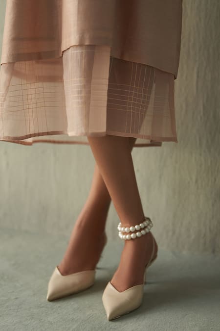 Febo6 Off White Chanderi Embroidery Round Neck Summer Ombre Midi Dress Online at Aza Fashions Febo6_Off White Chanderi Embroidery Round Neck Summer Ombre Midi Dress _Online_at_Aza_Fashions