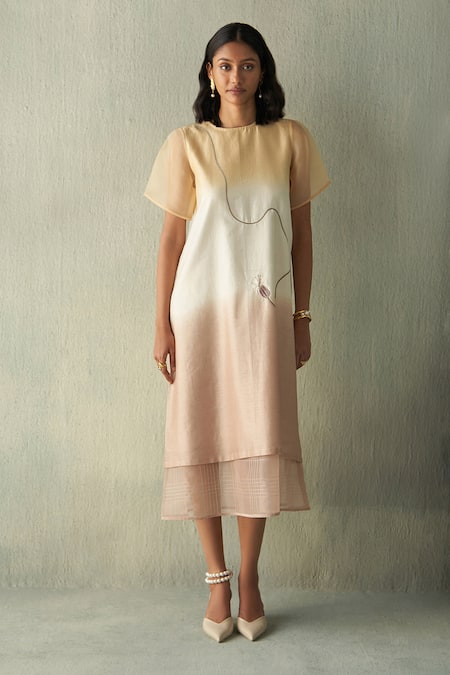 Febo6 Summer Ombre Embroidered Midi Dress 