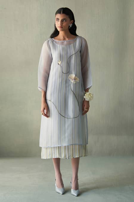 Febo6 Sunrise Embroidered Striped Tunic & Slip Dress 