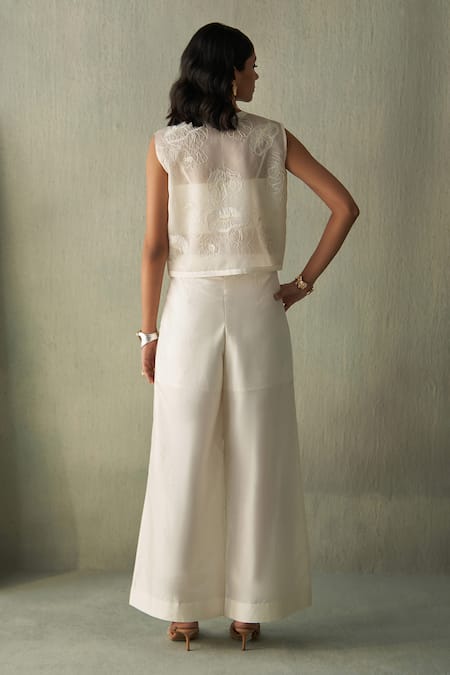 Febo6 Foliage Poppies Embroidered Jacket & Trouser Set 