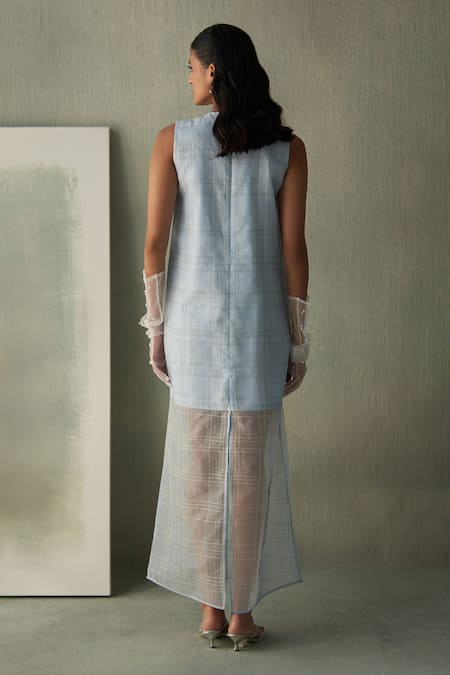 Febo6 Sky Organza Sleeveless Maxi Dress 