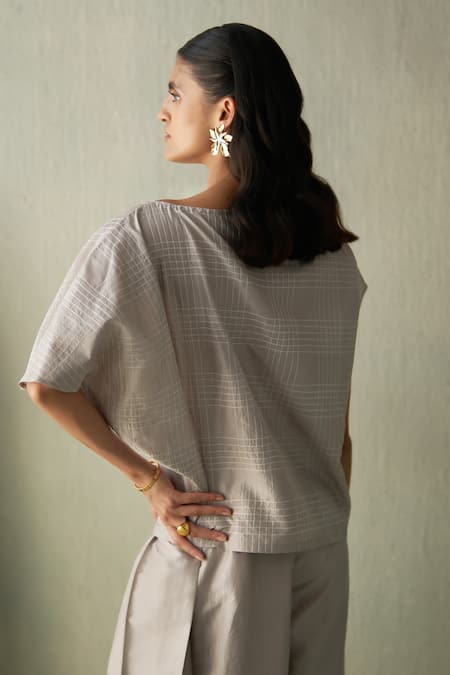 Febo6 Steel Grid Top & Wide-Leg Trouser Set 