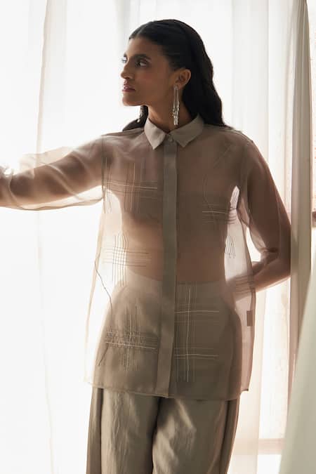 Febo6 Linear Embroidered Top & Bustier Set 