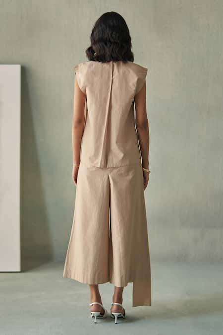 Febo6 Ruffled Abstract Hand Embroidered Top & Culottes Set 