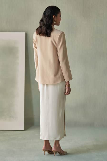 Febo6 Symmetry Crepe Silk Long Skirt 