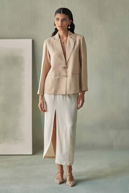 Febo6 Symmetry Crepe Silk Long Skirt 