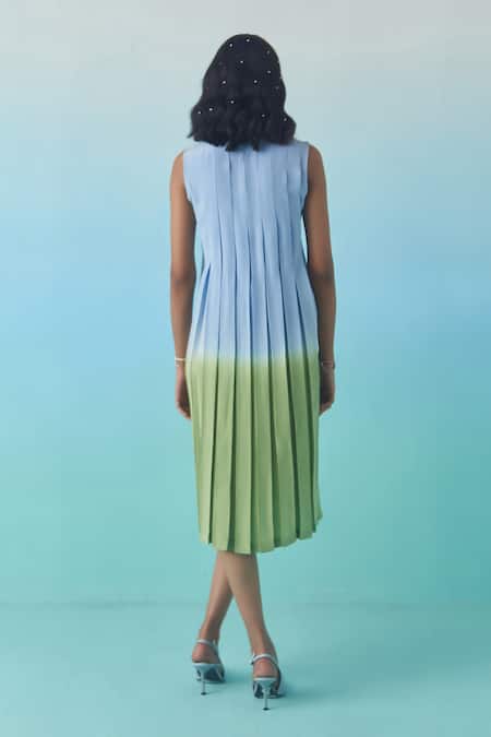 Febo6 Ombre Pleated Midi Dress 