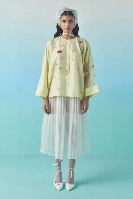 Febo6 Silk Thread & Sequin Embroidered Blouse 