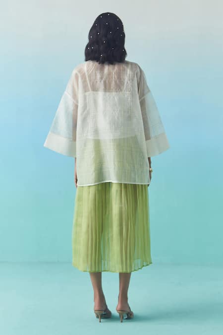 Febo6 Pleated Organza Midi Skirt 