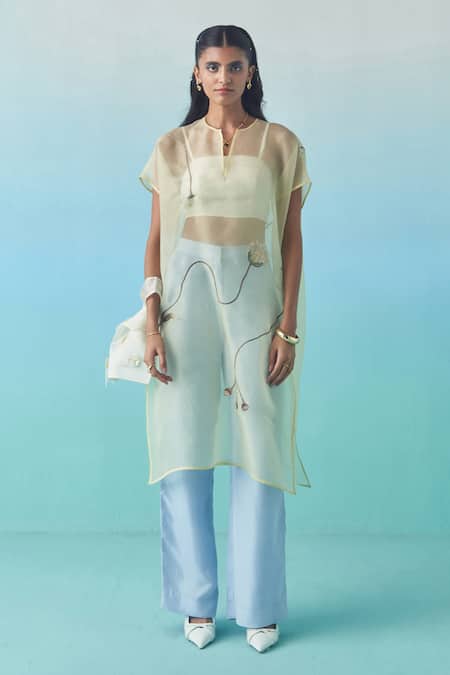 Buy Febo6 Sky Blue Silk Plain Trouser Online at Aza Fashions Buy_Febo6_Sky Blue Silk Plain Trouser _Online_at_Aza_Fashions