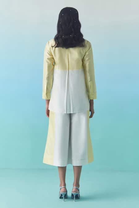 Febo6 Kantha Stitch Color Block Top & Culottes Set 