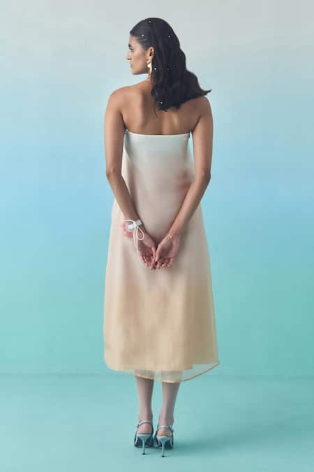 Febo6 Ombre Poppy Hand Embellished Midi Dress 