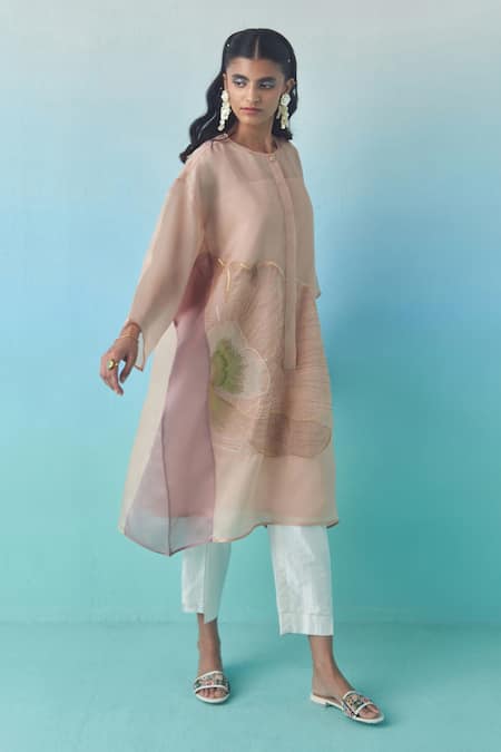 Buy_Febo6_Off White Silk Cropped Trouser _Online_at_Aza_Fashions