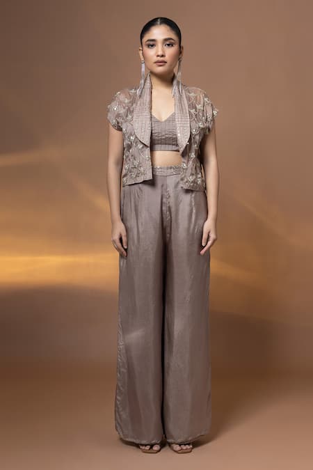 Label Shristi Chetani Hand Embroidered Jacket & Pant Set 