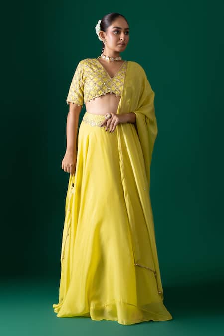 Label Shristi Chetani Mirror Work Bralette Lehenga Set 