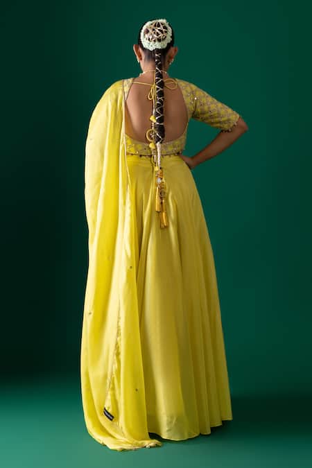 Label Shristi Chetani Mirror Work Bralette Lehenga Set 