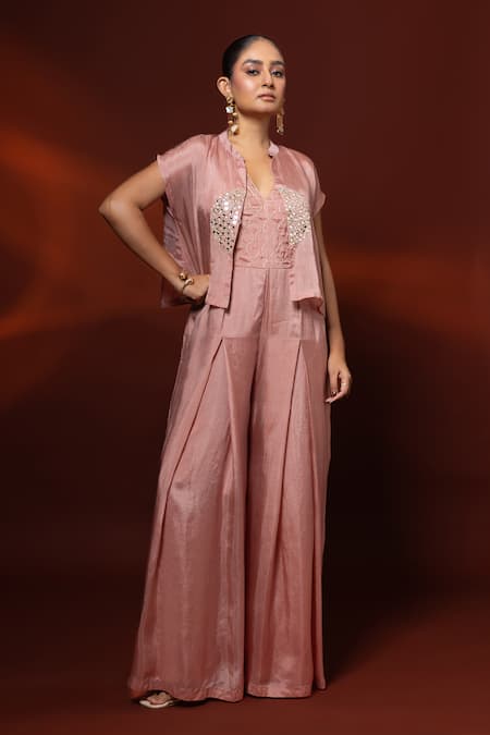 Label Shristi Chetani Hand Embroidered Jumpsuit & Short Jacket Set 