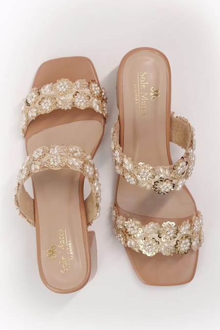 Sole Mates by Palak Aria Floral Embroidered Block Heels 