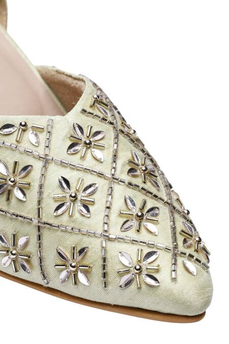 Sole Mates by Palak_Mint Beads, Pearls Fire Cracker Hexagon Pattern Heels _at_Aza_Fashions