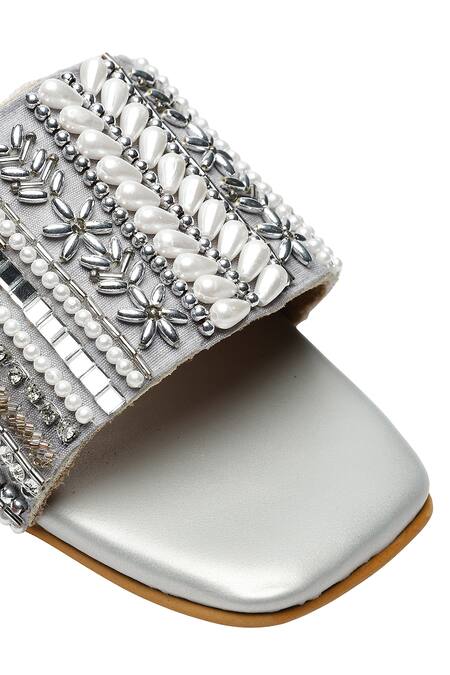 Buy Sole Mates by Palak Silver Kate Hand Embroidered Flats Online at Aza Fashions Buy_Sole Mates by Palak_Silver Kate Hand Embroidered Flats _Online_at_Aza_Fashions