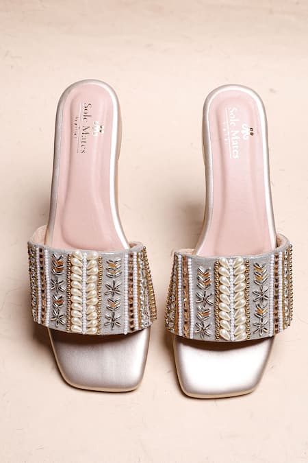 Buy_Sole Mates by Palak_Gold Kate Pearl Embroidered Flats 