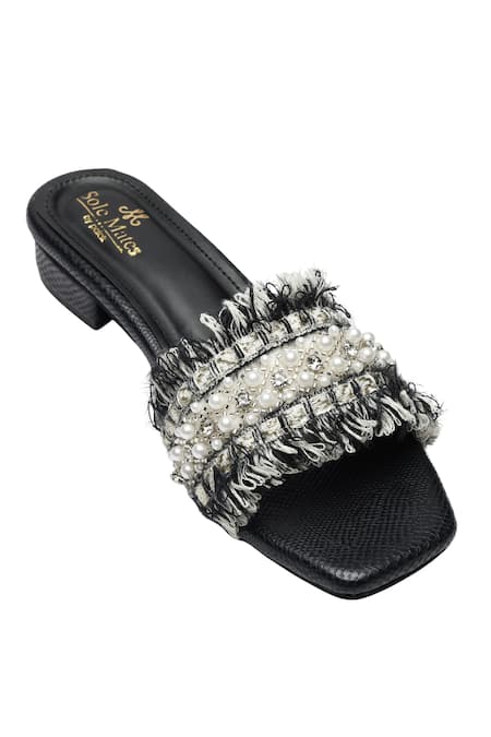 Buy Sole Mates by Palak Black Crystals, Pearls, Fringe Boho Chic Flats Online at Aza Fashions Buy_Sole Mates by Palak_Black Crystals, Pearls, Fringe Boho Chic Flats _Online_at_Aza_Fashions