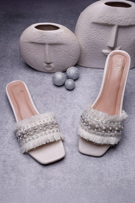 Shop Sole Mates by Palak White Chic Embellished Flats Online at Aza Fashions Shop_Sole Mates by Palak_White Chic Embellished Flats _Online_at_Aza_Fashions
