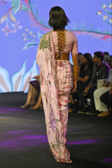 Mahima Mahajan Sofia Floral Print Pre-Draped Saree & Blouse Set 