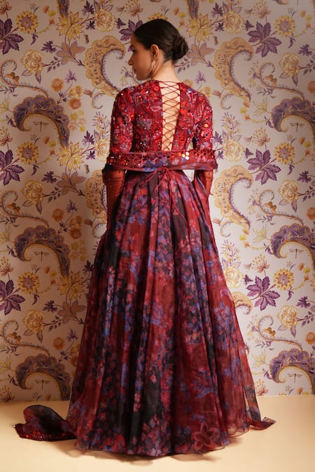 Mahima Mahajan Barkha Floral Embroidered Anarkali & Dupatta Set 