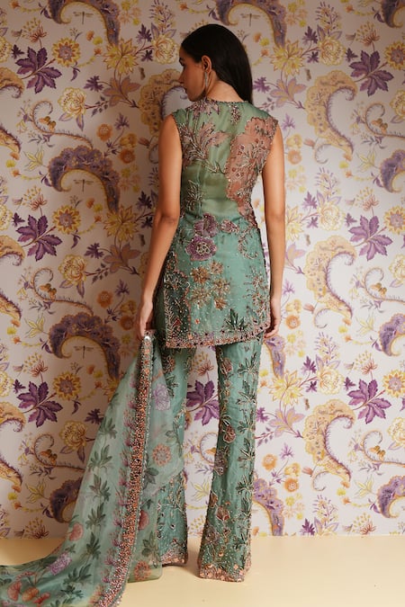 Mahima Mahajan Sania Floral Embroidered Kurta Pant Set 