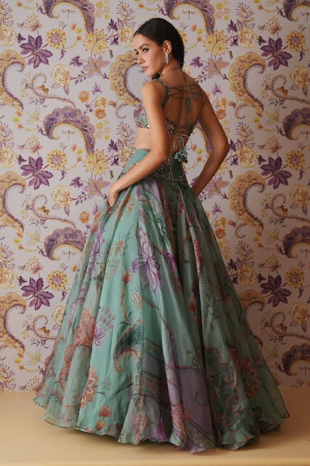 Mahima Mahajan Areeba Print Bralette Lehenga Set 