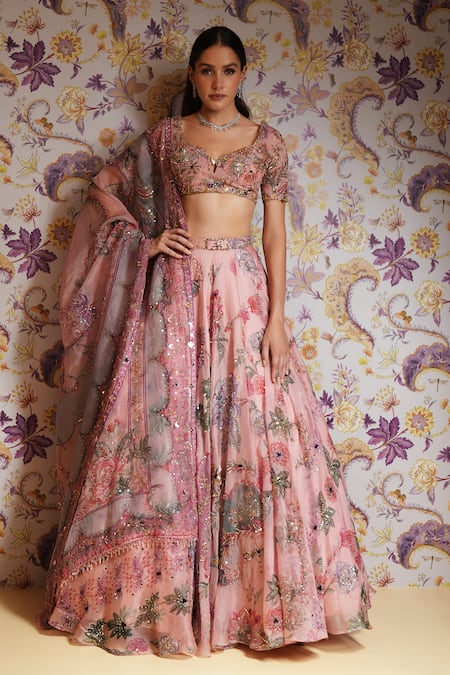 Mahima Mahajan Samaira Floral Sequin Embroidered Lehenga Set 