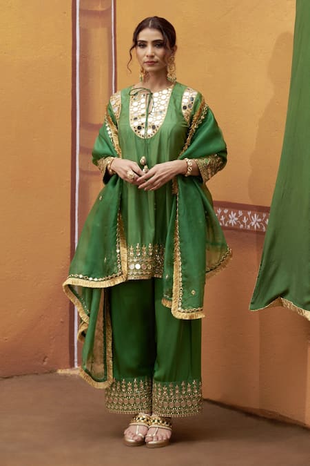 Thetaa Mirror Work Kurta Palazzo Set 