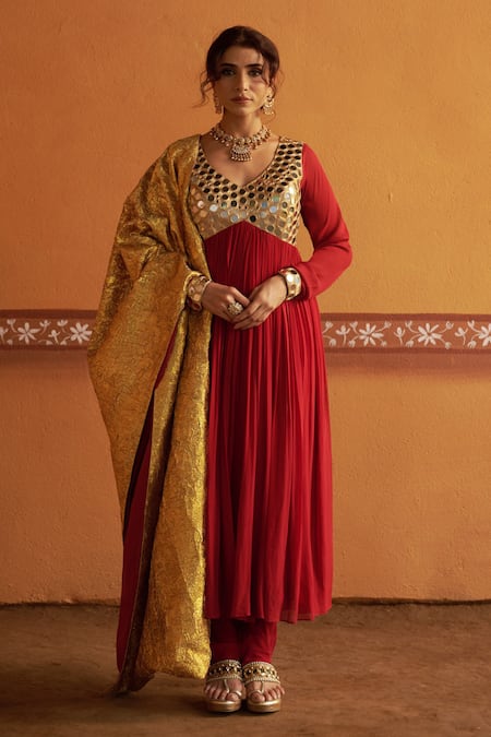 Thetaa Mirror Embroidered Anarkali Set  