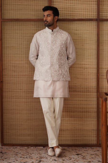 Arjan Dugal Beads Nehru Jacket Set Beaded Nehru Jacket & Kurta Set 