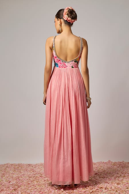 Krishna Padia Floral Hand Embroidered Anarkali Set 