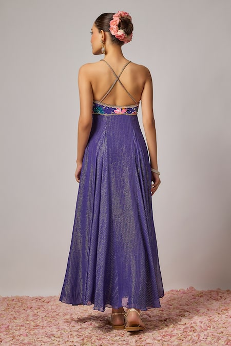 Krishna Padia Floral Hand Embroidered Anarkali Set 