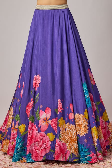 Shop Krishna Padia Blue Silk, Organza Embroidery, Sequins, Beads, Pearls, Hand Lehenga Blouse Set Online at Aza Fashions Shop_Krishna Padia_Blue Silk, Organza Embroidery, Sequins, Beads, Pearls, Hand Lehenga Blouse Set _Online_at_Aza_Fashions