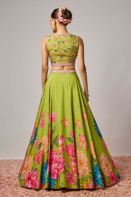 Krishna Padia Floral Print Lehenga Set 