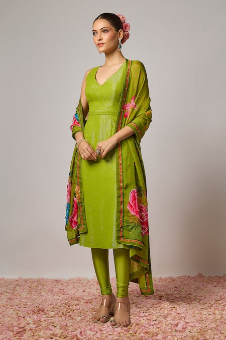 Krishna Padia Floral Hand Embroidered Kurta Set 
