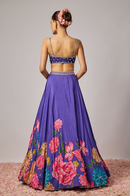 Krishna Padia Floral Hand Embroidered Lehenga Set 