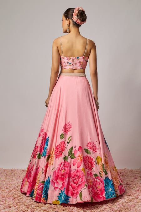 Krishna Padia Floral Hand Embroidered Lehenga Set 