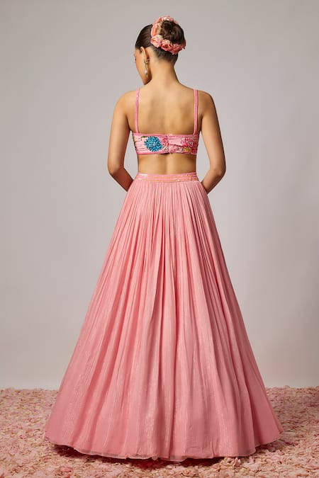 Krishna Padia Floral Hand Embroidered Lehenga Set 