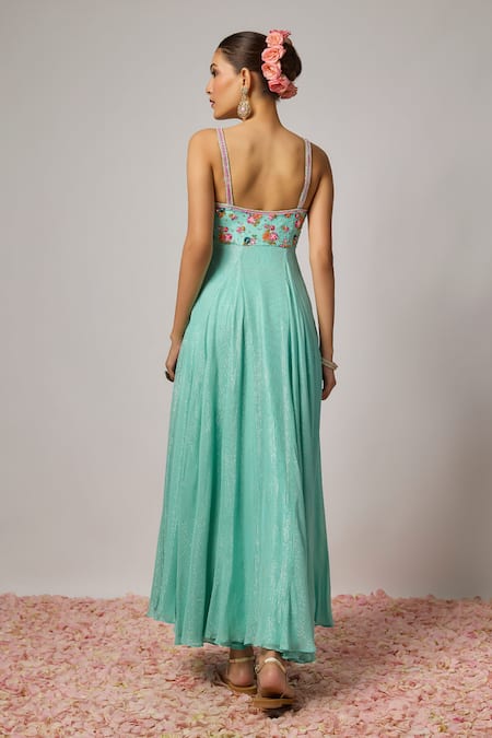 Krishna Padia Floral Hand Embroidered Anarkali Set 