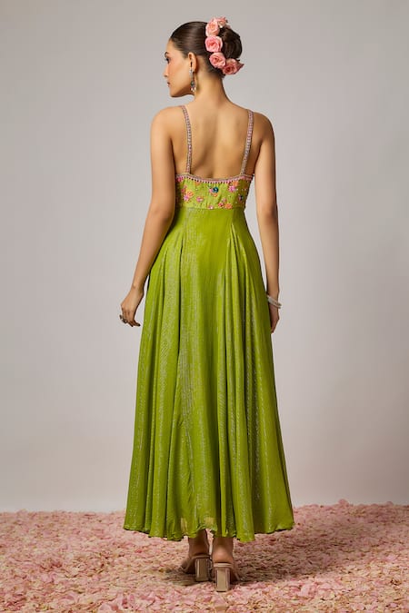 Krishna Padia Floral Hand Embroidered Anarkali Set 