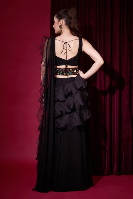 Aayushi Maniar Raatrini Pre-Draped Frill Saree With Blouse 